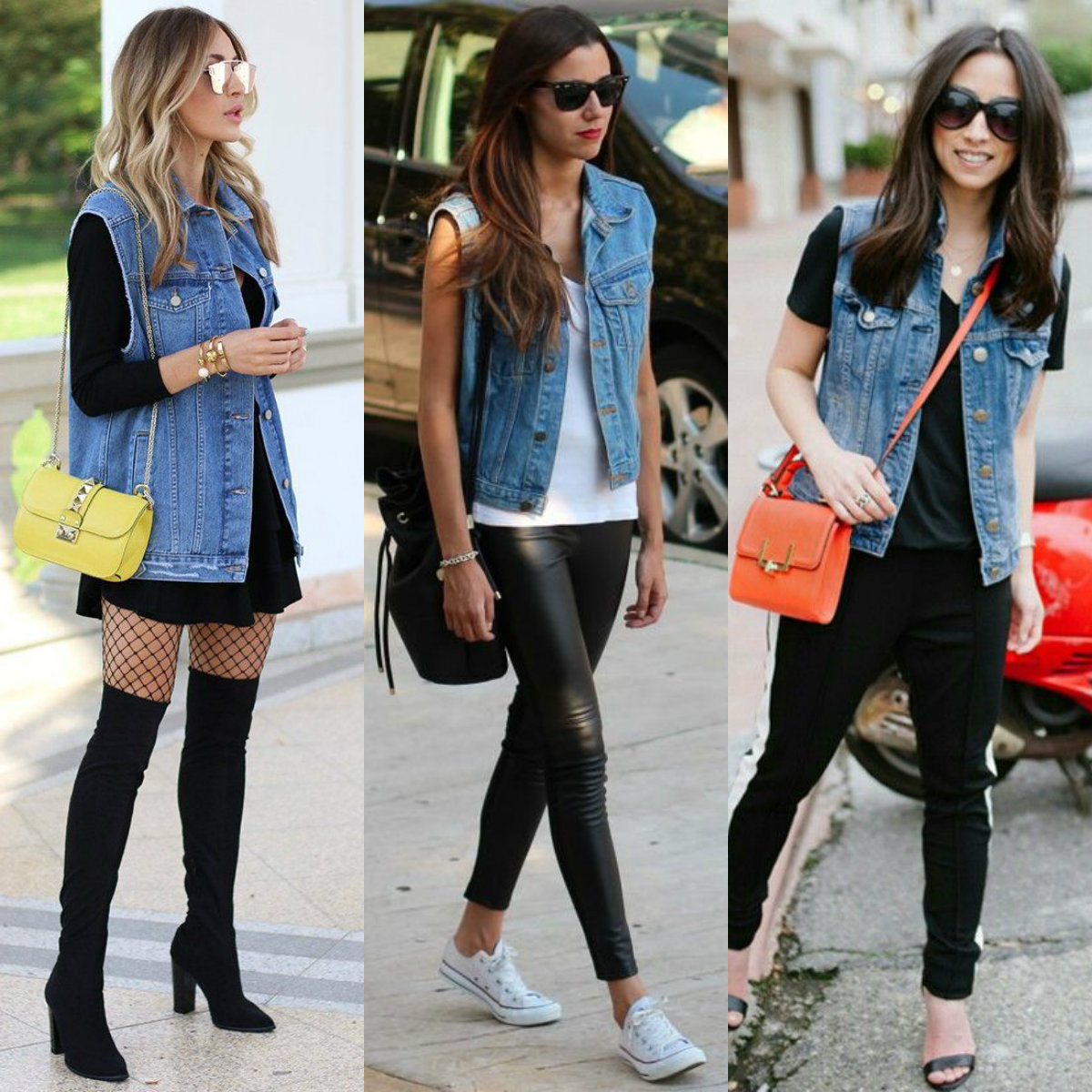 colete feminino jeans longo
