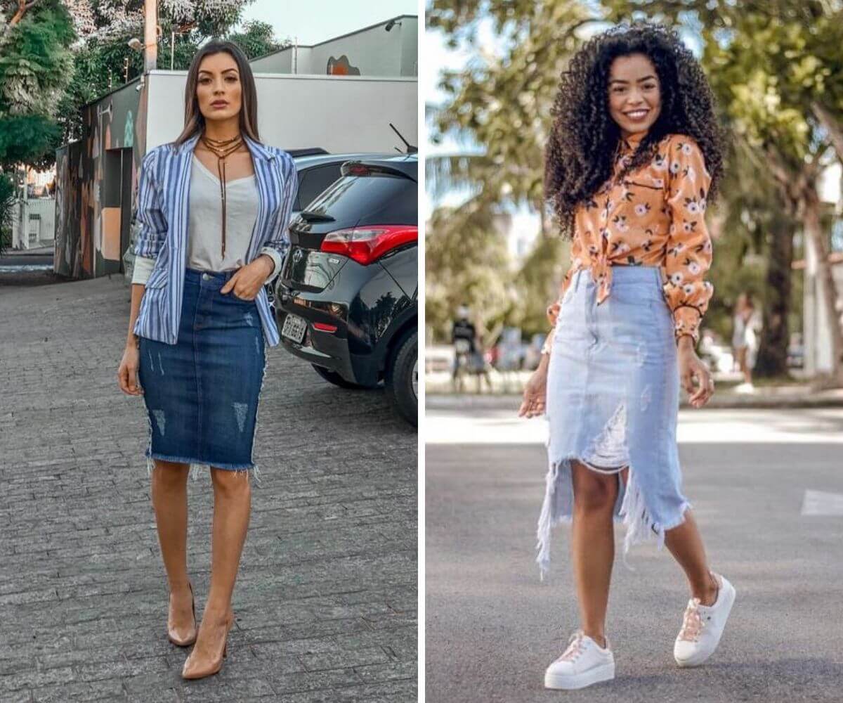 moda saia jeans 2019
