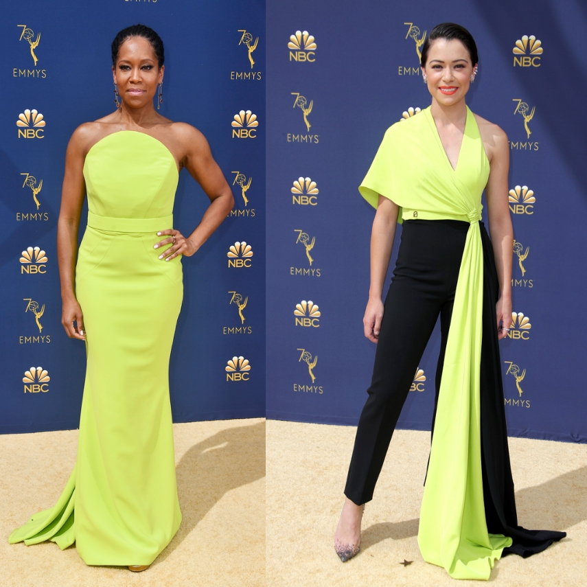 Neon Emmy Awards look Regina King e Tatiana Maslany getty images